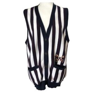 Rare Vintage 90’s  IZOD Club Striped Sweater Vest L Navy/Burgundy Stripes
